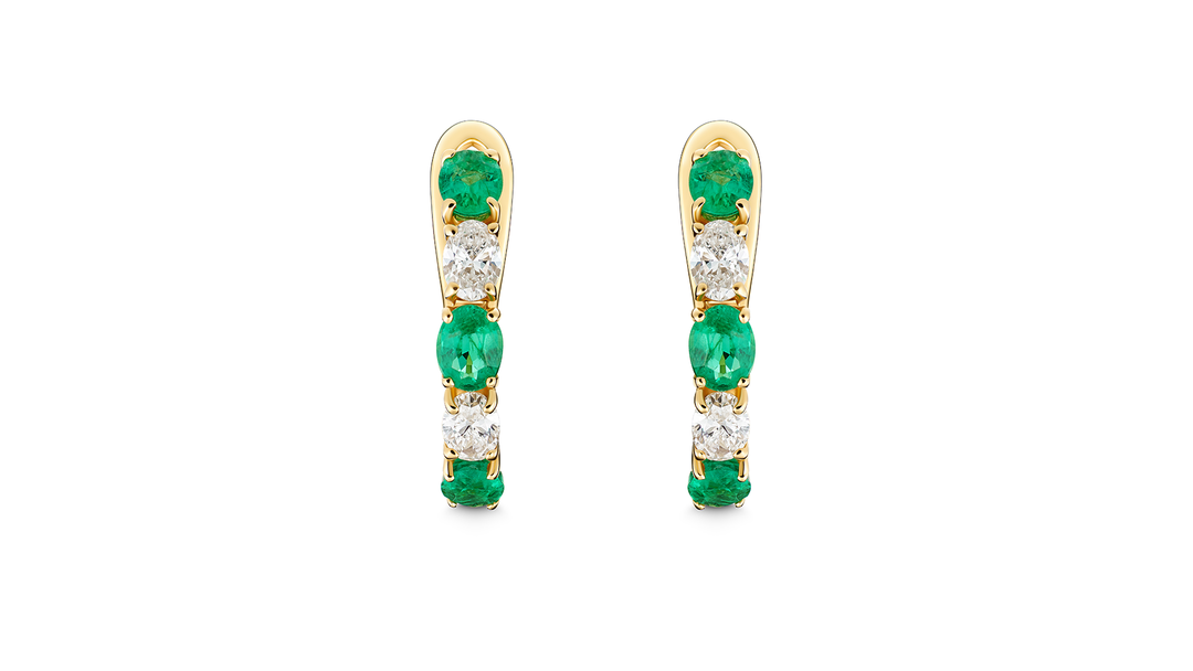 Emerald & Diamond Hoops